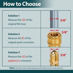24FT BBQ Natural Gas Line 3/8″ ID Hose Quick Connect for Converted Grill