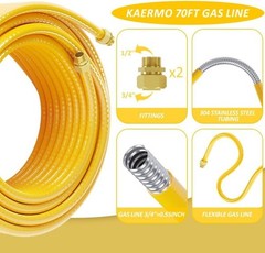 70FT 3/4″ Flexible Corrugated Steel Propane Hose Conversion Kit – Safe & Durable