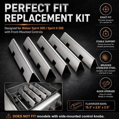 Uniflasy 7636 Flavorizer Bars And 69787 Burner Tube For Weber Spirit Spirit Ii