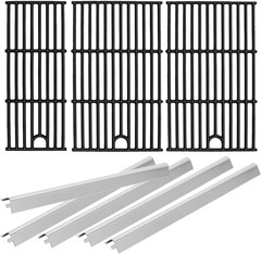 Upgrade with 17” Cast Iron Grates & Stainless Steel Heat Plates for Charbroil