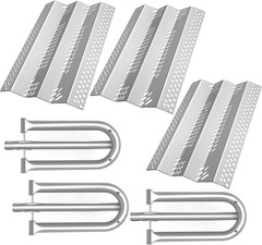 Grill Replacement Parts, 3 Pack Heat Plate Shield with 3 Pack Burner Gas Burner