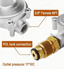2 Stage Propane Regulator with POL, Propane Tank Regulator for RV, Vans, Trai..-