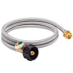 6FT Braided Propane Hose Adapter with Gauge 1lb to 5-20lb Tank US