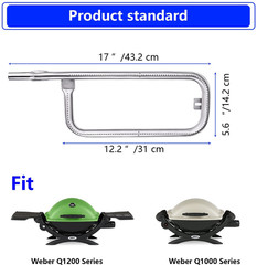 BBQ Gas Grill Burner Replacement for Weber Q100 Q120 Q1000 Q1200 Baby Q 69957