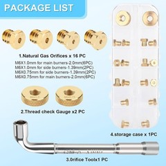 Natural Gas Conversion Kit for Propane, DIY Burner Parts, Brass Jet Nozzles, Fit