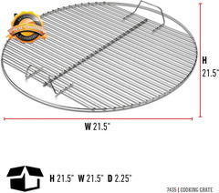 21.5″ Cooking Grate Plated Steel Easy Lift Handles for 22″ Kettle Grill