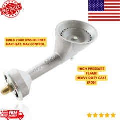 Gas One Cast Iron Burner Head Propane High Pressure w/ Brass Air Shutter