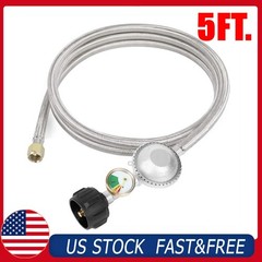 5FT Propane Hose Regulator with Gauge for Most LP Gas Grill, Heater, 3/8″ Female
