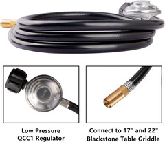 6 Feet Propane Regulator and Hose for Blackstone 17Inch and 22Inch Table Top Gri
