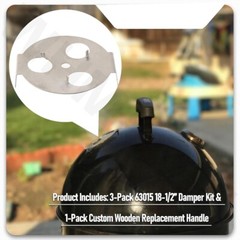 3 Pcs 63015 18-1/2″ Damper Kit Replacement Fits Weber & Smokey Mountain & Kettle