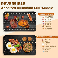 BAC772 18.25”X11.5” Sear Grate Grill Accessory, Reversible Grill Grate Compati