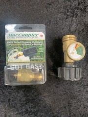 EZ Fill Propane Coupler to Refill Small Bottle + Tank Gauge Pressure Meter Brass