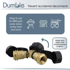Dumble Propane Tank Adapters LP Gas Line Splitter 2 3/8 inch, 1/4 Black