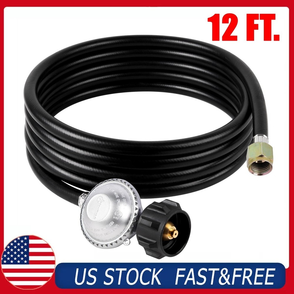 2/5/12FT Propane Hose with Regulator Replacement for Grill, Heater Use