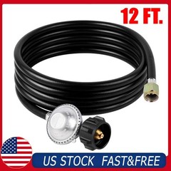 2/5/12FT Propane Hose with Regulator Replacement for Grill, Heater Use
