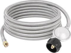 SHINESTAR 15ft Propane Hose with Regulator Stainless Braided 3/8″ Flare US