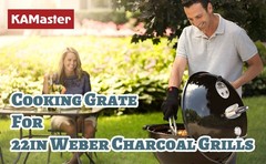 304 Stainless Steel Hinged Cooking Grate for 22 in Weber Charcoal Grills 21.5 in