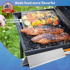 Stainless steel 2 Packs Grill Grates with 5 Packs Flavorizer Bars for Weber Spir
