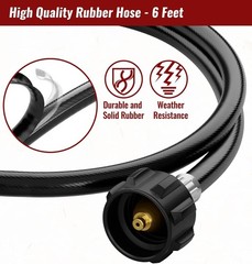 Propane 6FT Hose with Fuel Filter – 20-45 Lb Propane Tanks for Mr.Heater Buddy
