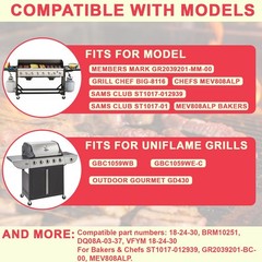 17″ Grill Burners Replacement for Members Mark GR2039201-MM-00 BBQ Parts, Stainl