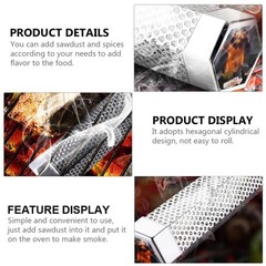 2pcs Smoker Tube 12in Pellet Smoker Tube Stainless Steel Smoke Tube for Hot or C