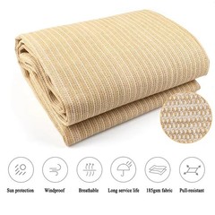 90% Shade Cloth for Garden, 10×30 Ft Beige Patio Sun Shade Fabric with Gromme…