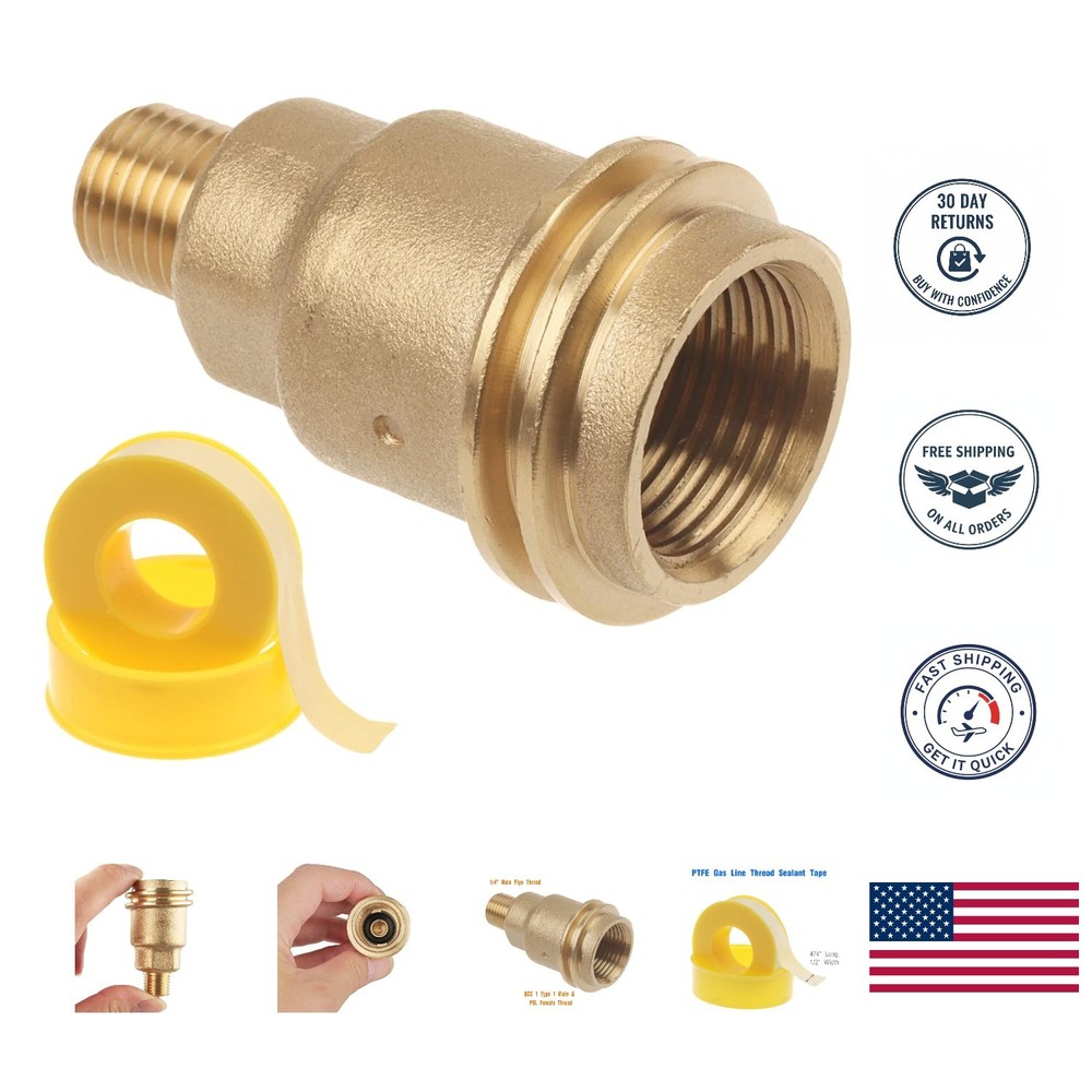 1/4 Inch Propane Adapter & 33ft PTFE Tape – Perfect for BBQ & Camping