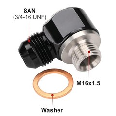 8AN Male Flare Banjo to M16x1.5 Stainless Steel Banjo Bolt 8AN to M16x1.5 Black