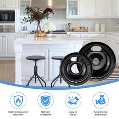 Black Stove Burner Drip Pans Replacement for GE Hotpoint Electric Stove Burne…