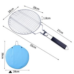 Portable Stainless Steel Round Grill Net with Lockable Basket for Outdoor BBQ
