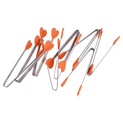 Heat Resistant Handle 10pcs Heart Shaped Stainless Steel Tongs for BBQ
