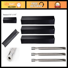 15 3/8″ Heat Plate & Burner Replacement Set – Fits Brinkmann Grills, 3-Pack