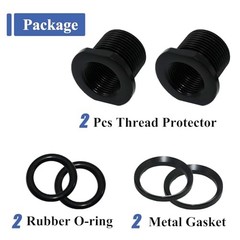 2 Pcs Thread Adapters and Rubber&Metal Washers, Replacement Kit, 1/2-28 to 5/8