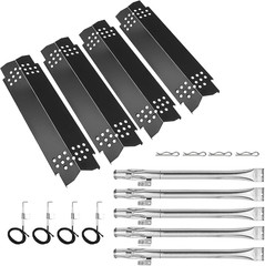 Set of 4 Grill Heat Plates and 4 Burner Tubes with Igniter Electrode Replacement