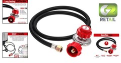 High-Quality 4 ft Propane Regulator 0-20 PSI with Red QCC-1 Hose for Appliances