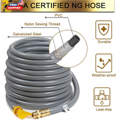 56 Feet 3/4-inch ID Natural Gas Hose with Quick Disconnect Fittings for NG/LP