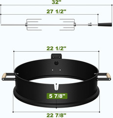 SHINESTAR Upgraded Rotisserie Kit for All Weber 22-Inch Kettle Charcoal and Othe