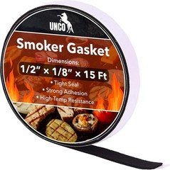 UNCO Smoker Gasket – 15 Ft, 1/2″X1/8″, High Temp Grill & BBQ Gasket