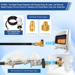 Yflwgfda 12Ft F273684 Propane Hose 2-Stage Regulator Pol Fitting 3/8 Propane