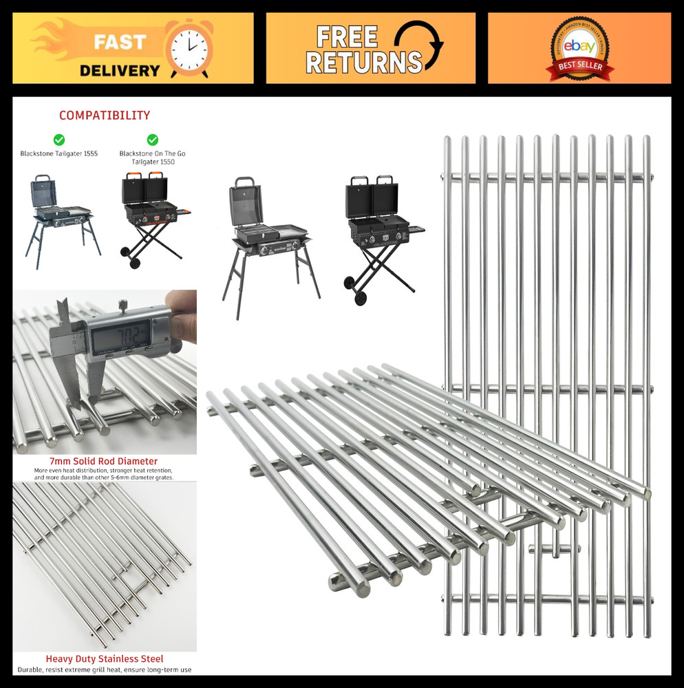 7MM Stainless Steel Grill Grates Replacement for Tailgater 1555 & 1550 – 2 Pack