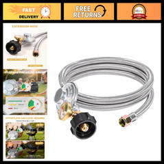 6Ft Propane Regulator with Braided Hose & Gauge, Universal Replacement for LP Ga
