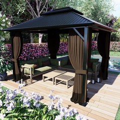 4-Panel 10′ x 12′ Gazebo Replacement Curtains, Patio Privacy Sidewalls with D…