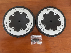 Weber Gas Grill wheel replacements set of 2 wheels with 3 hub caps Never used