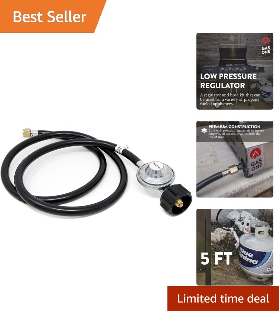 Durable 5 Ft Propane Hose with High BTU Regulator for Efficient Outdoor Cooking