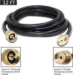 Propane Brass Tee Adapter Kit, 4-Port Propane Brass Tee with 5FT & 12FT Hose