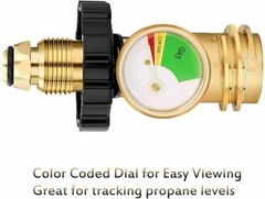 Propane Gas Tank Brass Adapter Gauge Grill BBQ w/Indicator Pressure Gage US