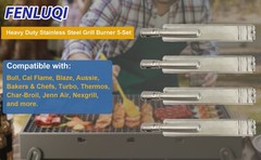 4-Set Heavy Duty Cast 304 Stainless Steel 16″ Grill Burners for Bull