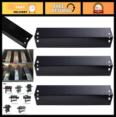 3-Pack Porcelain Steel Heat Plates & Shields for Charcoal Gas Grills – Fits 3001