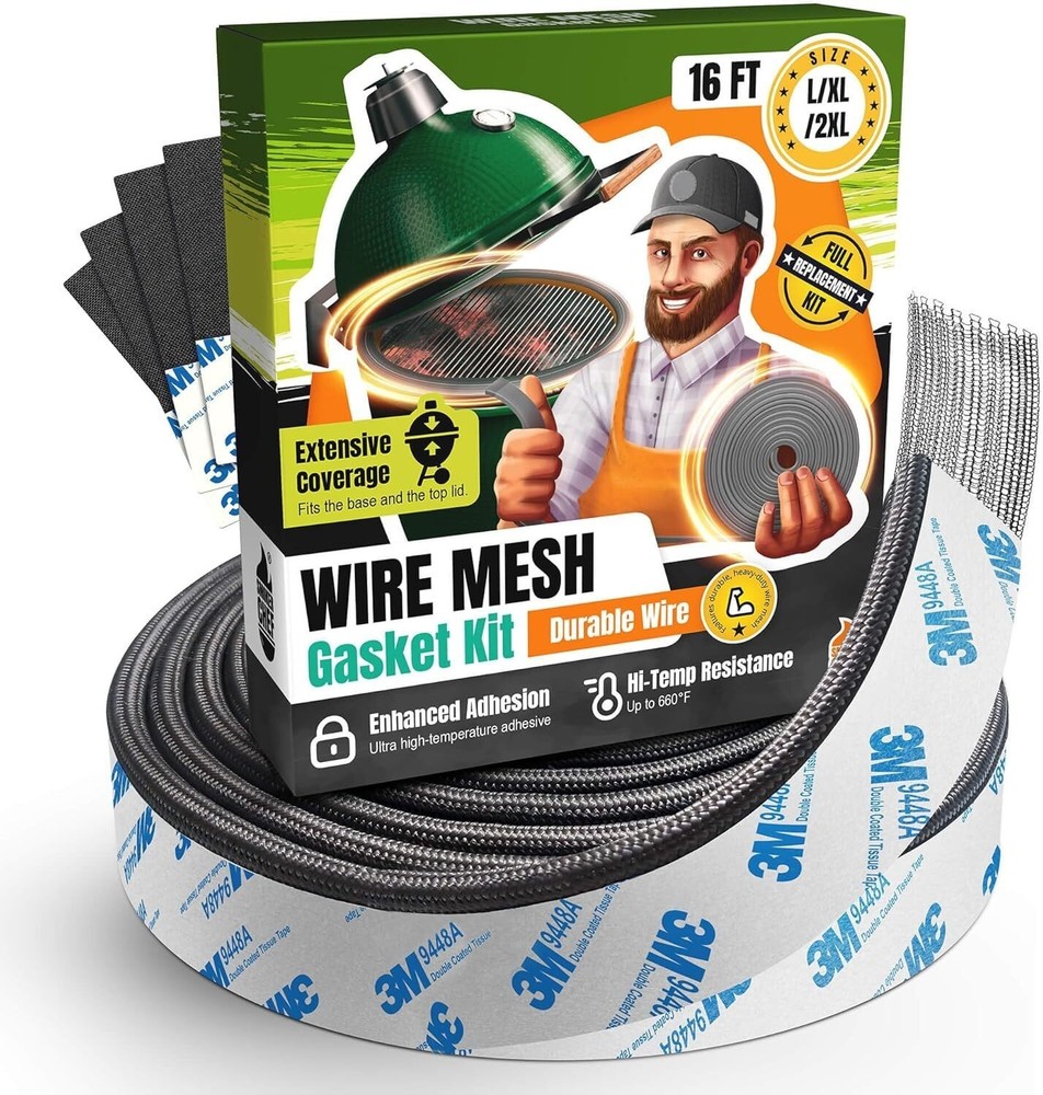 Fiberglass Big Green Egg Gasket Replacement Large/XL/XXL 16 FT Wire Mesh Gasket