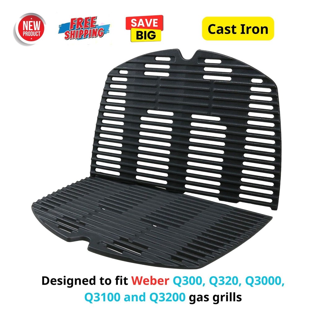 Cast Iron Cooking Grates for Weber Q300 Q320 Q3000 Q3200 Series Gas Grills